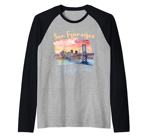 SF Bay Bridge San Francisco Bay Area Città California CA Maglia con Maniche Raglan