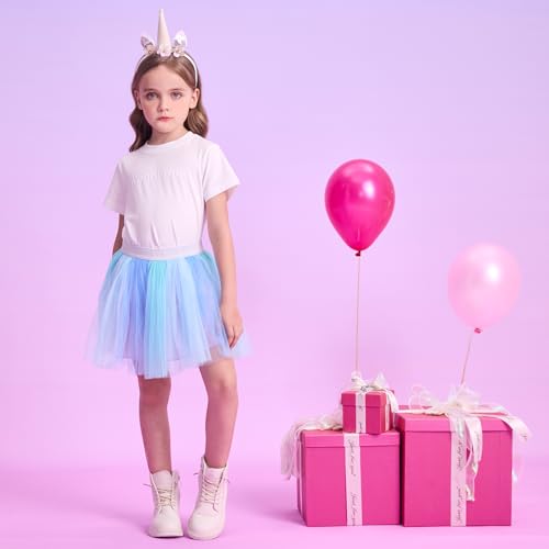 Image of DXTON Girls Tutu Skirt Rainbow Toddler Tulle Ballet Dance Skirt for 3-10Y