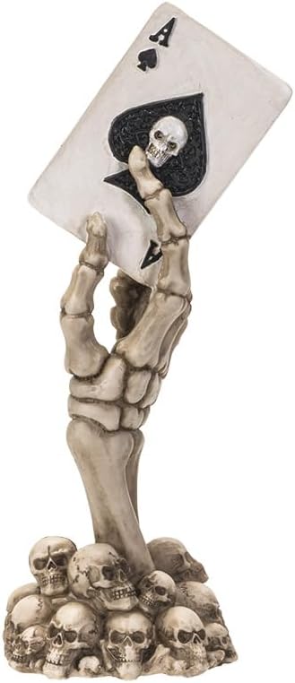 SUMMIT COLLECTION Gifts The Death Card Gothic Skeleton Hand Card Holder Statue Ace of Spades Playing Card Display Halloween Decorative Polyresin Figurine 7.25