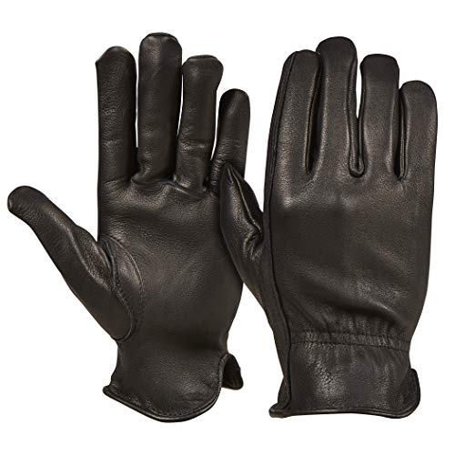 Saranac Poygan Premium Deerskin Men's Gloves, Black, Large - Unlined Full Grain Soft Leather Work Gloves With Ergonomic Design, Reinforced Index Finger - Premium Men’s Leather Goods… #TOP2