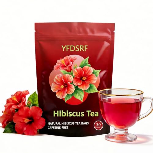 YFDSRF Organic Hibiscus Tea Bags, Whole Flower, 30 Count, Caffeine-Free