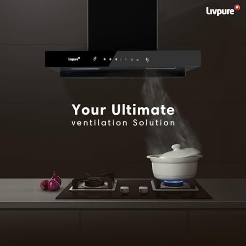 Image of Livpure Fenix Plus 90 cm | T-Shape Chimney | 1500 m /hr Suction | Filterless | Touch & Gesture Control | Low Noise | 10 Years Motor + 2 Years Comprehensive Warranty | Black