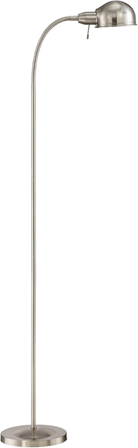 360 Lighting Ridley Modern Standing Task Floor Lamp 61" Tall Satin Nickel Silver Adjustable Gooseneck Arm Bright Lighting for Living Room Reading House Decor Bedroom Home