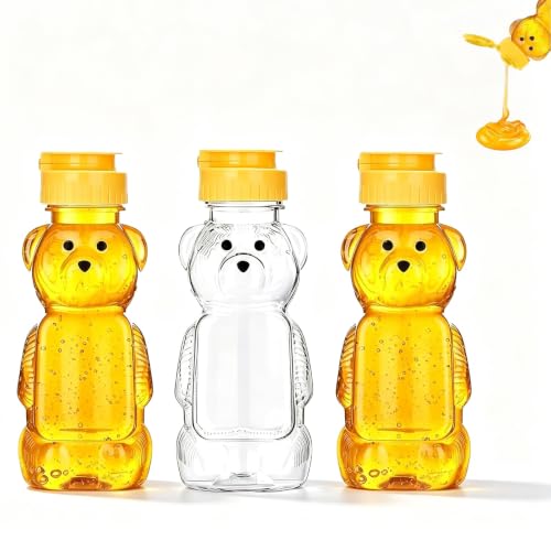 Produktfoto von 3 Stück Honigspender, 350ml, Sirup Spender, Quetschflasche, Squeeze Bottle Mit Klappdeckel, Sirup Spender Transparent,&hellip;