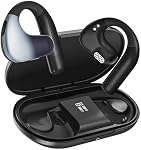 HIFI WALKER T20 Casques d'oreille ouverts, écouteurs d'écoute ouverts sans fil Vrai Bluetooth 5.3, Ecouteurs de sport avec 16.2mm Conducteurs-Soft Earhooks (Noir)
