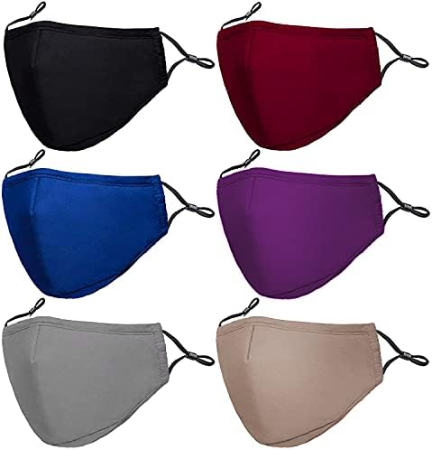 KUPRO Adult Cloth Face Mask Washable Reusable,Comfortable Breathable Fabric Face Masks/6 pack