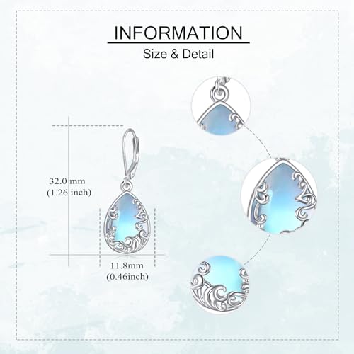 Cadeaux de Noël et Saint-Valentin boucles d'oreilles pierre de lune