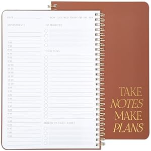 ZICOTO Beautiful Daily Planner And Notebook With Hourly Schedule – Aesthetic Spiral To do List Notepad to Easily Organize Your Work Tasks And Appointments – The Perfect Office Supplies For Women