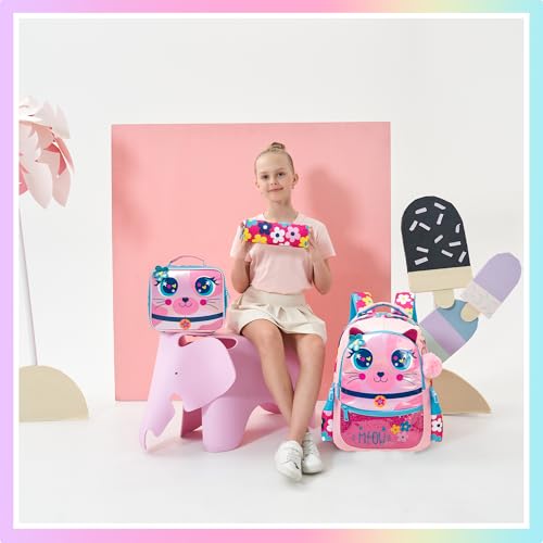 Image of Backpacks for Girls School Bag Cute Girls Backpacks Ages 8-10 Kids Bookbag Set Travel Backpack for Preschool Kindergarten Elementary Students Backpack to School Supplies