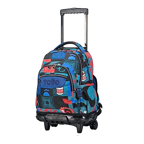 TOTTO Mochila escolar con ruedas cyber monstruos - Renglones TAMAÑO GRANDE,Estampado
