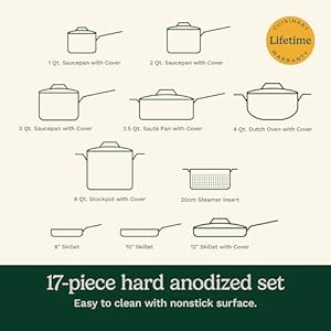 Cuisinart 17 Piece Cookware Set Chefs Classic Nonstick Hard Anodized 66 17