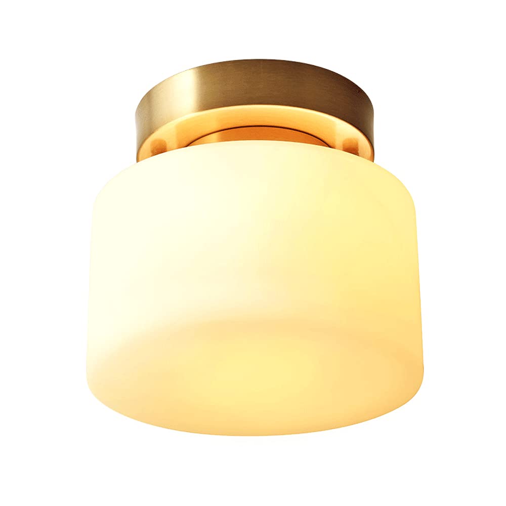 KXEcoLife Single Head Ceiling Light Golden Lighting Fixture E27 Lamp with Glass Lampshade Simple Lights Decoration Bedroom Living Room Aisle Restaurant