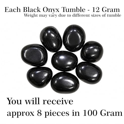 Image of Crystal Black Onyx Tumble Stone Pebble Tumbled Gemstone for Reiki Healing Vastu Correction Gravels for Aquarium Home Decor Garden Table 100 Gm