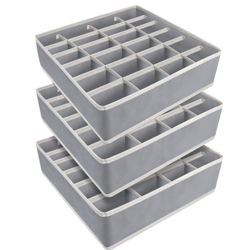 Yucch Juego de 3 Organizador Cajones, 24 Celdas Plegable Organiza...