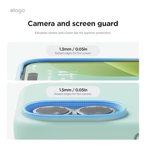 Image of elago Compatible with iPhone 16 Case, Premium Liquid Silicone Case, Full Body Protective Cover, Shockproof, Slim Phone Case, Anti-Scratch Soft Microfiber Lining, 6.1 inch (Mint)