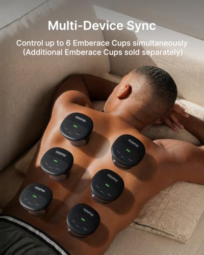 Image of RENPHO Emberace Cup Smart Cupping Massager with 850nm Infrared Heating and 3 Suction Levels up to -55KPa, Rechargeable Multi-Device Sync, 70 min Runtime, 3 Heads & Storage Pouch, Gifts for Men Women