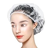 100PCS Disposable Shower Caps,Elastic Band Bath Hair Hat,Plastic Clear Thickening Bath Hair Cap for