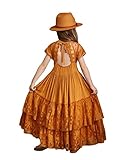 BIBIHOU Girls Lace Swing Holiday Party Wedding A-Line Maxi Dress Flower Girl Dresses, 10 Years