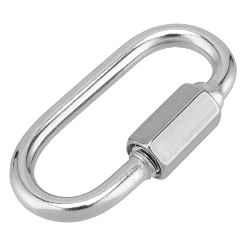 ZEONHEI 28 Stück M4 Edelstahl Kettenglied Schraubverbinder mit Schraubverbinder, 4mm x 40mm Kettenglied Kettenverbinder 4mm, Kettennotglied für Karabiner Hängematte Camping, Outdoor, 160kg Tragkraft
