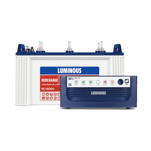 Luminous Inverter & Battery Combo (Eco Watt Neo 700 Square Wave 600VA/12V Inverter with Red Charge...