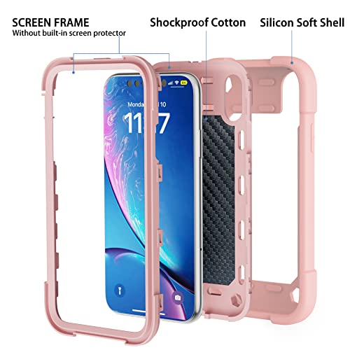Image of MARKILL Compatible with iPhone with Built-in 360Rotating Ring Stand, Military Grade Drop Protection Full Body Rugged Heavy Duty Case Durable Cover (Pink, iPhone XR 6.1 inch)