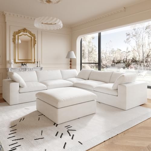 WJShome 160.6" Cloud Modular Sectional Sofa with Storage Ottomans...