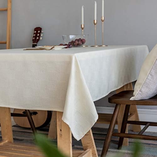 Home Brilliant Cream Table Cloth Rectangular, Solid Farmhouse Tablecloth for Party Kitchen Indoor Outdoor, Heat Resistant Table Protector/Table Cover for Dining Table, 132cm x 183cm, Cream