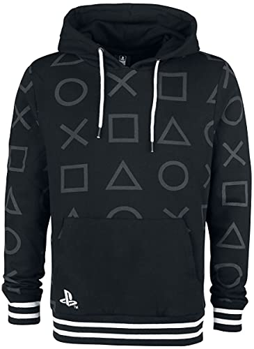 Preisvergleich Produktbild Playstation Icons Männer Kapuzenpullover schwarz L 100% Baumwolle Fan-Merch, Gaming