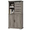 HOSTACK Tall Farmhouse Storage Cabinet, Sliding Barn Door Kitchen Cabinet with Adjustable Shelves, Freestanding Bookcase Buffet Cabinet for Kitchen, Dining Room, Living Room, Home Office, Ash Grey HOSTACK Tall Farmhouse Storage Cabinet, Sliding Barn Door Kitchen Cabinet with Adjustable Shelves, Freestanding Bookcase Buffet Cabinet for Kitchen, Dining Room, Living Room, Home Office, Ash Grey