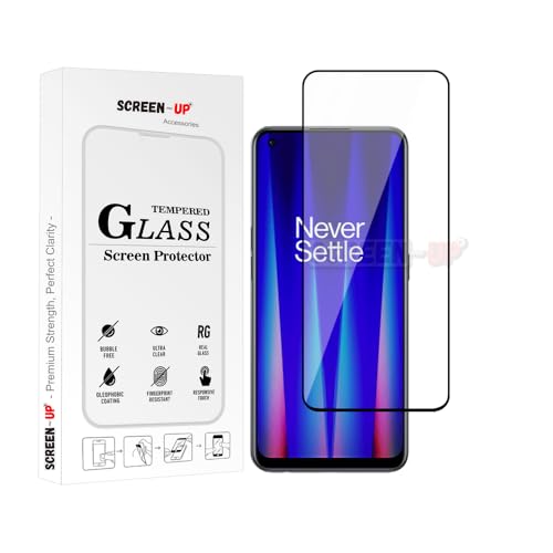 Image of ScreenUp Tempered Glass For OnePlus Nord CE 2 5G / Oppo F17 Pro /Oppo Find X5 Lite - Ultra Clear, 9H Scratch Resistant, Full Coverage, Easy Install Screen Protector