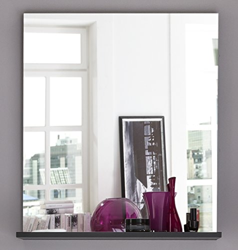 Furnline Bathroom Mirror Wall Cabinet With Large Viewing Area, Smart, High-Gloss White Grey, 60 x 71 x 20 cm Furnline Bathroom Mirror Wall Cabinet With Large Viewing Area, Smart, High-Gloss White Grey, 60 x 71 x 20 cm