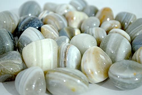 Image of Natural Banded Pebbles Stones for Decoration, Plants Pots, Table Decor, Home Decor (900 Grams, Natural Banded)