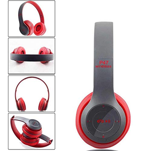 melysEU Bluetooth para Auriculares estéreo V4.1 Música Plegable Over-Oreja Sonido de Alta fidelidad Calling Construido en Mircophone Manos Libres, Bluetooth de Diadema Plegable con micrófono (Rojo)