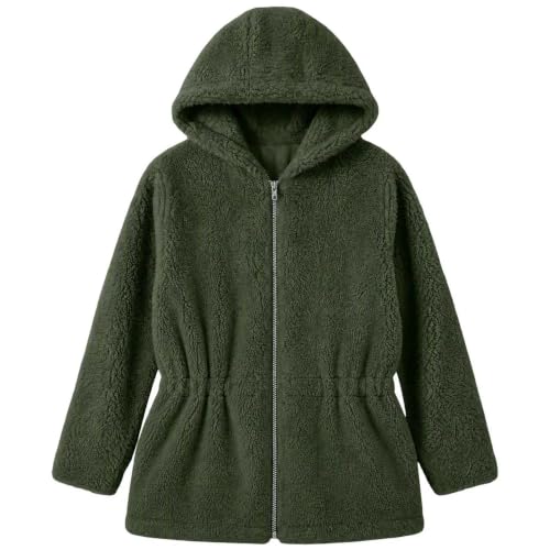 Girls Fleece Jacket Zip Up Hoodie Waist Winter Coat Fall Daily Size 4-15 - image 6