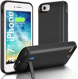 SlaBao Battery Case for iPhone SE 2020/7/8/6s/6, 6000mAh Portable Charging Case with Kickstand Rechargeable Backup Charger Cover Extended Charger Case for iPhone 8 (4.7 inch)-Black