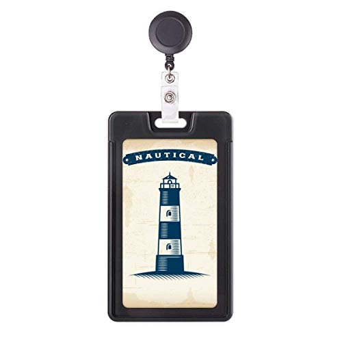 Moulinet porte-badge rétractable et étui carte rigide phare militaire