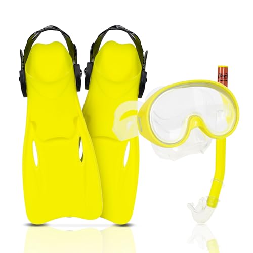 The Secret Home - Kit de de Buceo Unisex - Gafas de Buceo Ajustables para Niños- Accesorios para Verano Fabricado en PVC - Set Ideal para Playa - Varios Modelos (Gafas de Buceo + Tubo + Aletas - 1)