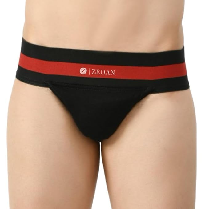 ZEDAN Men's Cotton Briefs | Gym, Workout Supporter for Men | Supporter Underwear for Workout & Sport - (Red + Grey) (X-Large) 1