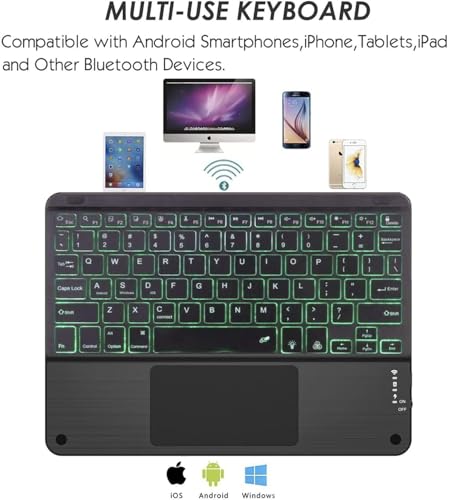 Image of HOM Tri Fold 7-Colour Backlight Detachable Wireless Bluetooth Keyboard with Trackpad /Touchpad & Tablet Cover Case for Redmi Pad Pro 5G Tablet 12.1 inch