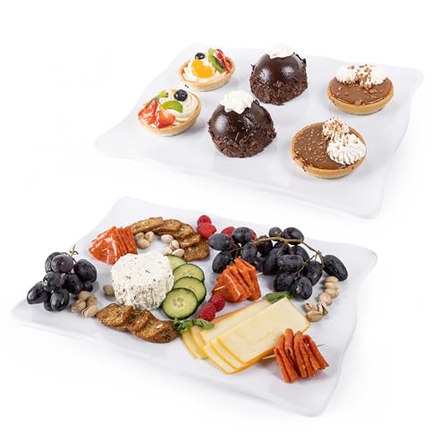Elegant Eats 2-Pcs Melamine Serving Tray Set - Aesthetic Serving Platters And Trays With Curved Sides thumb #1