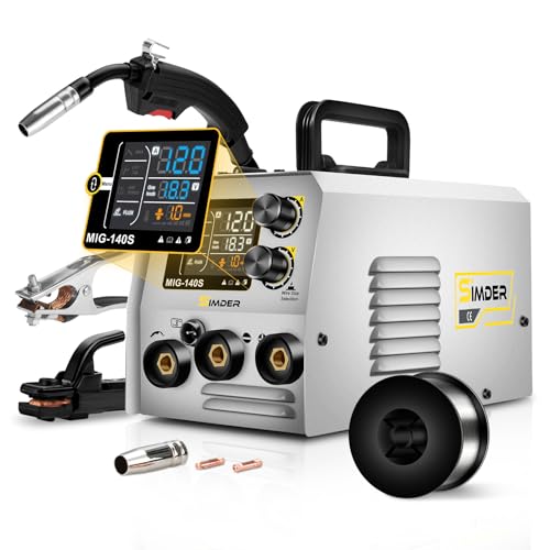 SSIMDER 140 Amp MIG Welder 110V Machine Stick/Flux Core MIG/Lift TIG 3 in 1 Welding Machine with IGBT Inverter and 1lb Welding Wire, for Metal DIY Projects/Home/Farm/Car