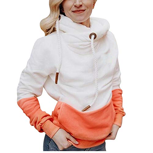 Hoodies for Women Pullover, Cowl Neck Hoodie Thermal Hooded Sweatshirts Loose Fit Fall Tops with Pockets