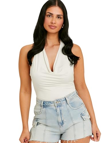 Image of SIGHTBOMB SOFTLINE Double Layered Cuddle Baby Cowl Neck Halter Seamless Ultra Soft Sleeveless Formal WEAR /Casual WEAR TOP for Women