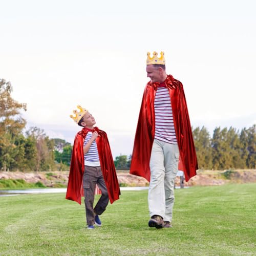 AOOWU Adult Prince Cape, Cape with Crown, Adult King Cape with 1 Crown, Queen Robe with Crown for Fancy Dress as King, Carnival and Theme Parties, Shiny