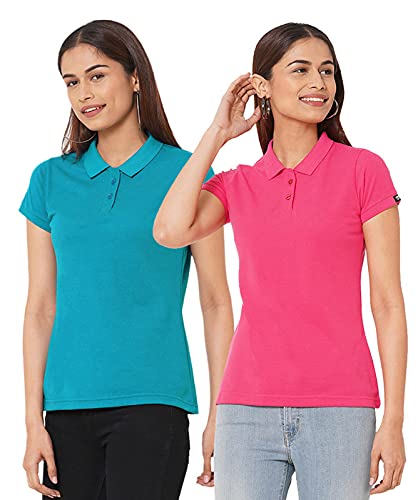 Womens Polo Collar Neck T-Shirt Top(Pack of 2)-image-35