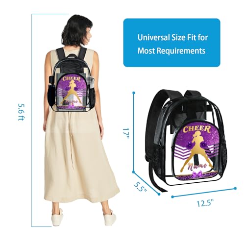 Clear Backpack for School Girls - Custom Cheerleader 17 Inches Transparent Heavyduty Schoolbag for Teens, Women, Student, Kids 10-12 in Elementary, Middle, High, College & Stadium Event2