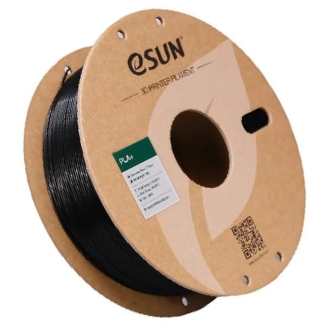 Image of eSUN PLA+ 1.75mm 3D Printer Filament Black Color | 1kg Spool High Strength & Low Shrinkage Filament | Smooth Surface Finish, Easy Printing Material for FDM 3D Printers