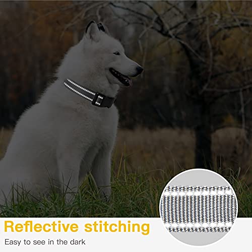 Image of HEELE Dog Collar, Reflective Dog Collar, Soft Neoprene Padded Breathable Nylon Pet Collar Adjustable for Small Dogs, Gray, S(10.23-14.96 inch)