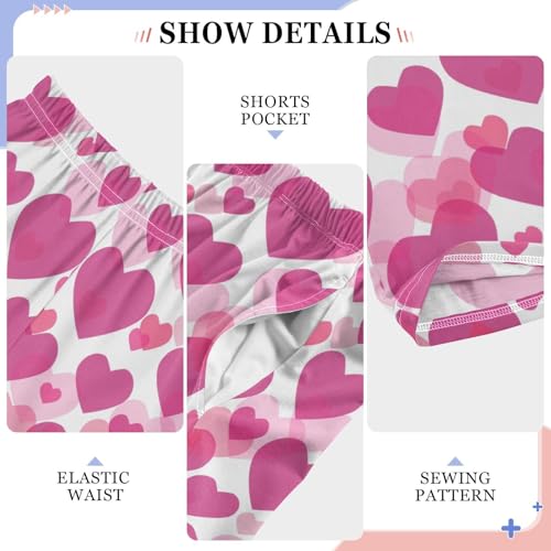 Sweet Love Heart Pattern Boys Long Pants Soft Trousers Elastic Waist Kids Lounge Bottoms with Pockets S-XL4