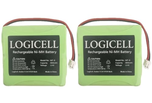 2 x Original LogiCell Akku für AVM Fritz!Fon MT-D, Medion MD81877 / MD82877 / MD82772, Audioline Slim DECT 500/502, T-Com Sinus A201, 5M702BMX NIMH Telefon Accu 600mAh 2,4V